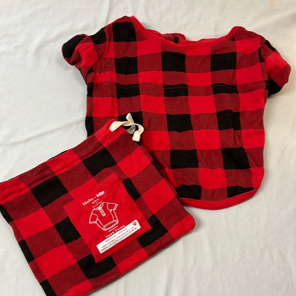 Plaid dog pajamas, size medium